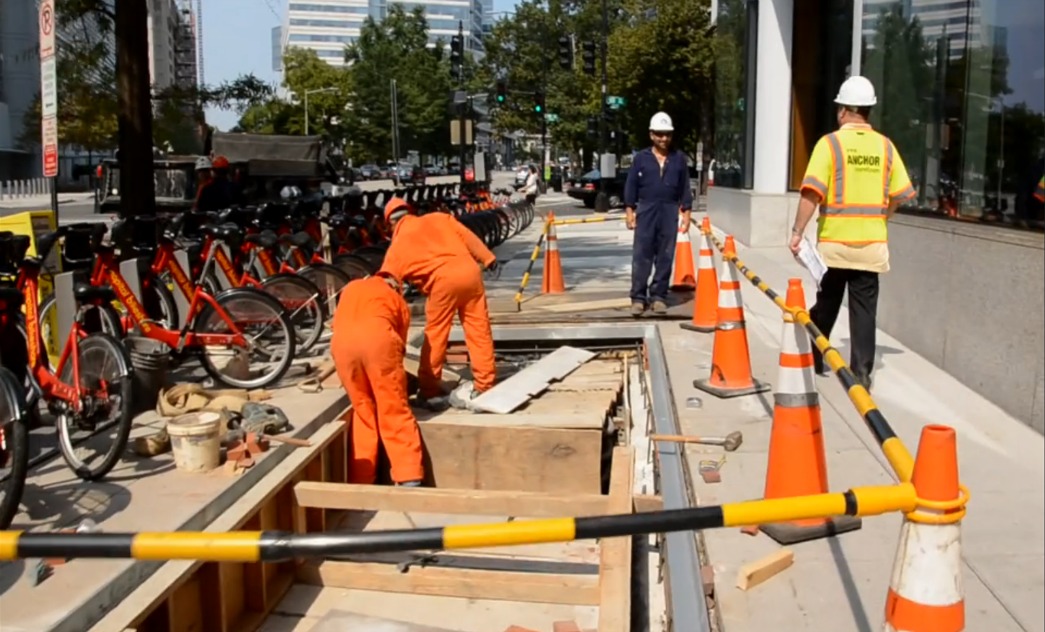Anchor crew redoing concrete sidewalk in DC 