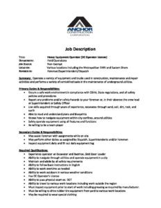 Heavy Equipment Operator (DC License) | Anchor Construction Corporation